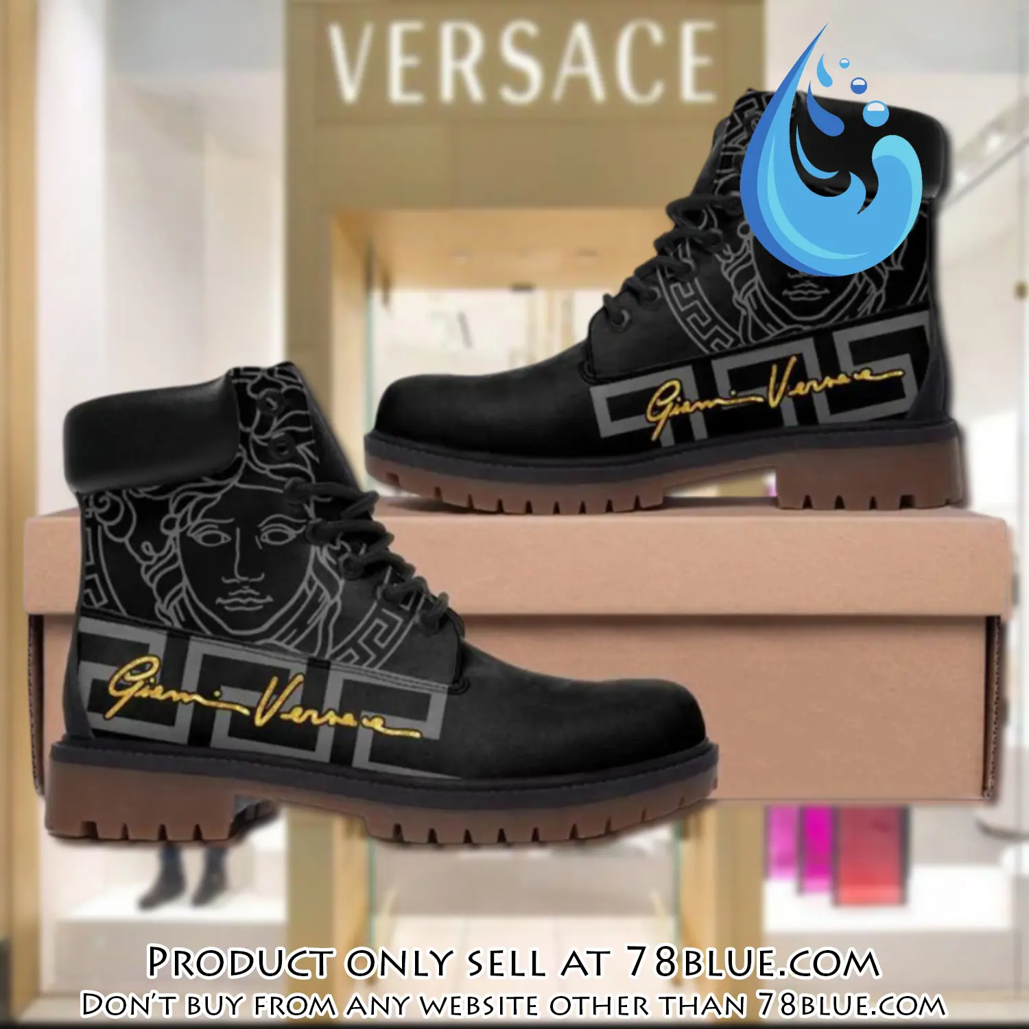 Gianni versace medusa pattern black luxury brand boots premium gifts for men women 78b5748960